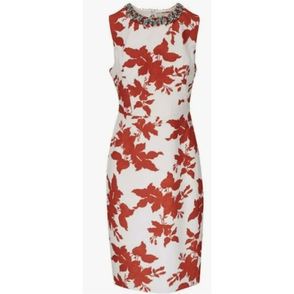 SACHIN + BABI $595 Sz 14 Embellished Neck Anna Floral Midi Dress - Picture 1 of 7